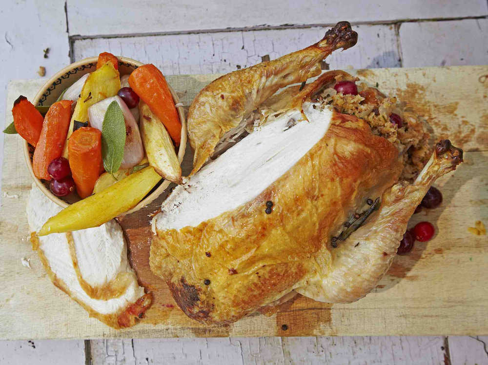 Edward Hayden&Atilde;&cent;&acirc;&sbquo;&not;&acirc;&bdquo;&cent;s Whole Roasted Chicken with Sausage Meat Stuffing, Glazed Winter Vegetables
