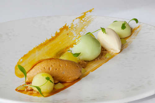 Irish Atlantic Sea Salt & caramel mousse with Stonewell apple cider sorbet 