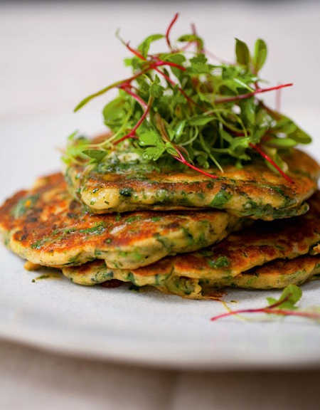 Ottolenghi&rsquo;s Green Pancakes with Lime Butter